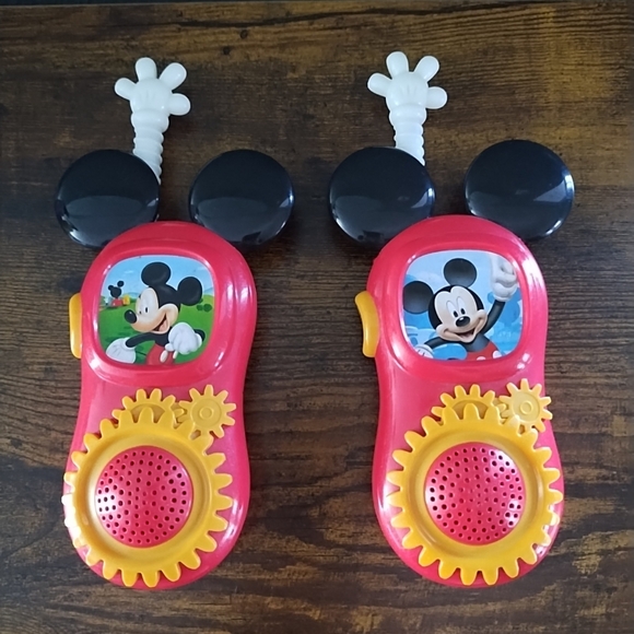 Disney Mickey Mouse Red Toy Walkie Talkie Set Of 2 - Tested/Works! - Picture 1 of 9